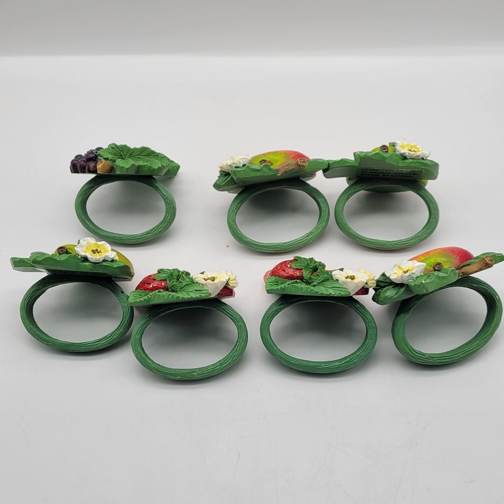 Rare Vintage Charter Club Summer Grove Plant Napkin Rings Grape Pear Strawberry - Picture 3 of 10